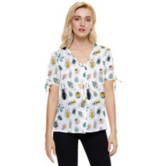 Insect Animal Pattern Bow Sleeve Button Up Top by Ket1n9