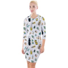 Insect Animal Pattern Quarter Sleeve Hood Bodycon Dress by Ket1n9