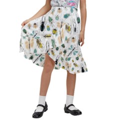 Insect Animal Pattern Kids  Ruffle Flared Wrap Midi Skirt by Ket1n9