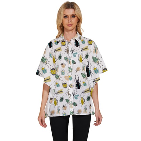 Insect Animal Pattern Women s Batwing Button Up Shirt by Ket1n9