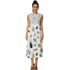 Insect Animal Pattern Sleeveless Round Neck Midi Dress by Ket1n9