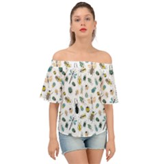 Insect Animal Pattern Off Shoulder Short Sleeve Top by Ket1n9