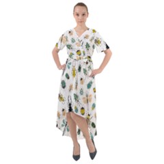 Insect Animal Pattern Front Wrap High Low Dress by Ket1n9