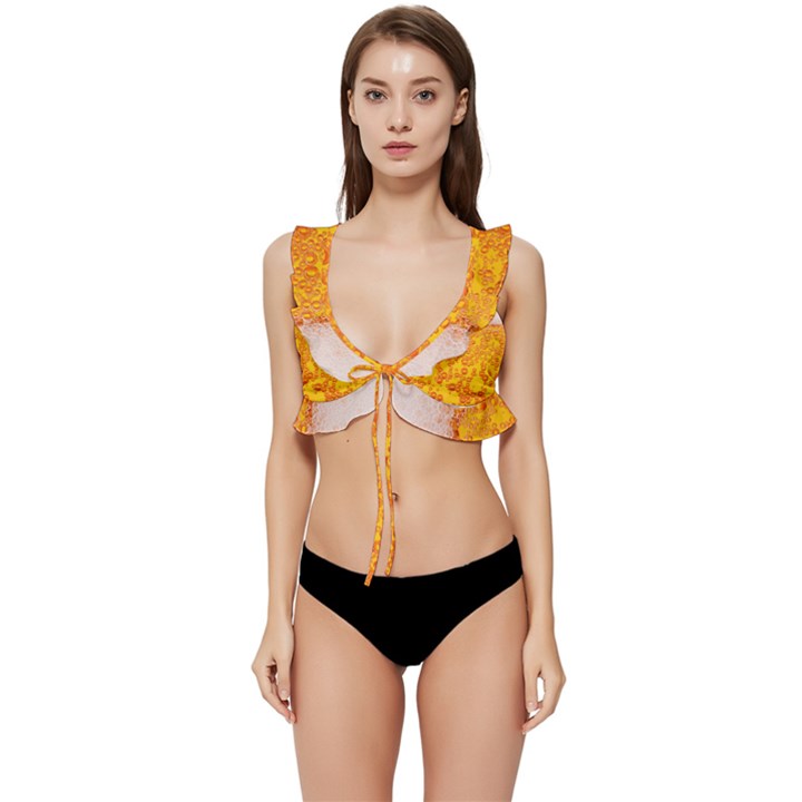 Beer Alcohol Drink Drinks Low Cut Ruffle Edge Bikini Top