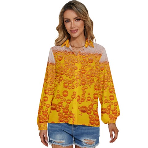 Beer Alcohol Drink Drinks Women s Long Sleeve Button Up Shirt by Ket1n9