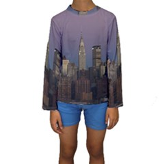 Skyline-city-manhattan-new-york Kids  Long Sleeve Swimwear by Ket1n9