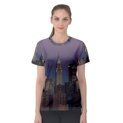 Skyline-city-manhattan-new-york Women s Sport Mesh T-shirt by Ket1n9