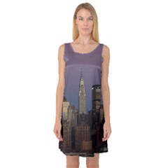 Skyline-city-manhattan-new-york Sleeveless Satin Nightdress by Ket1n9