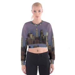 Skyline-city-manhattan-new-york Cropped Sweatshirt by Ket1n9