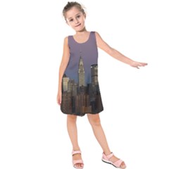 Skyline-city-manhattan-new-york Kids  Sleeveless Dress by Ket1n9