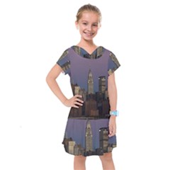 Skyline-city-manhattan-new-york Kids  Drop Waist Dress by Ket1n9