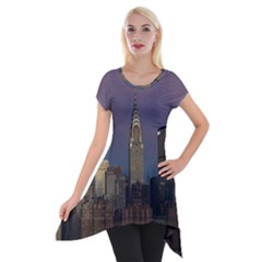 Skyline-city-manhattan-new-york Short Sleeve Side Drop Tunic by Ket1n9