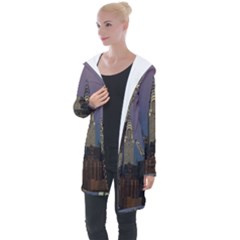 Skyline-city-manhattan-new-york Longline Hooded Cardigan by Ket1n9