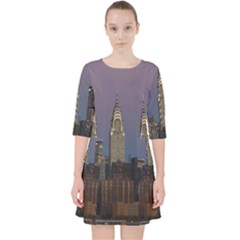 Skyline-city-manhattan-new-york Quarter Sleeve Pocket Dress by Ket1n9