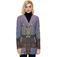 Skyline-city-manhattan-new-york Button Up Hooded Coat  by Ket1n9