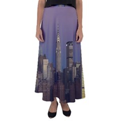 Skyline-city-manhattan-new-york Flared Maxi Skirt by Ket1n9