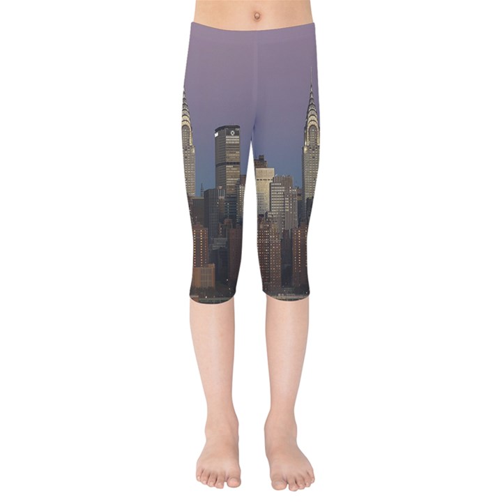 Skyline-city-manhattan-new-york Kids  Capri Leggings 