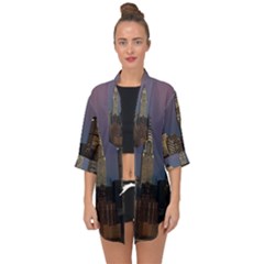 Skyline-city-manhattan-new-york Open Front Chiffon Kimono by Ket1n9