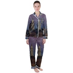 Skyline-city-manhattan-new-york Women s Long Sleeve Satin Pajamas Set	 by Ket1n9