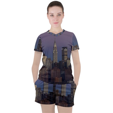 Skyline-city-manhattan-new-york Women s T-shirt And Shorts Set by Ket1n9