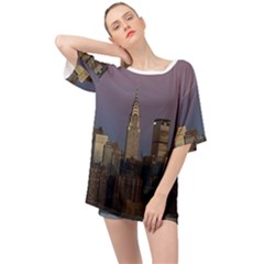 Skyline-city-manhattan-new-york Oversized Chiffon Top by Ket1n9