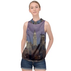 Skyline-city-manhattan-new-york High Neck Satin Top by Ket1n9