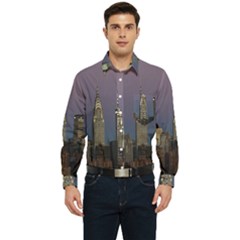 Skyline-city-manhattan-new-york Men s Long Sleeve Pocket Shirt  by Ket1n9