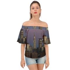 Skyline-city-manhattan-new-york Off Shoulder Short Sleeve Top by Ket1n9