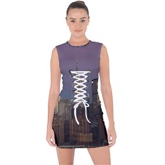 Skyline-city-manhattan-new-york Lace Up Front Bodycon Dress by Ket1n9