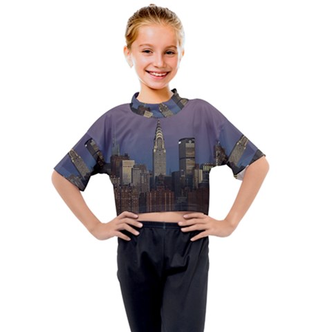 Skyline-city-manhattan-new-york Kids Mock Neck T-shirt by Ket1n9