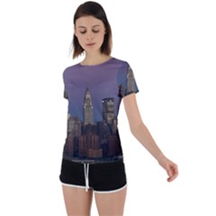 Skyline-city-manhattan-new-york Back Circle Cutout Sports T-shirt by Ket1n9