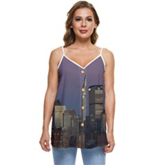 Skyline-city-manhattan-new-york Casual Spaghetti Strap Chiffon Top by Ket1n9