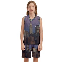 Skyline-city-manhattan-new-york Kids  Basketball Mesh Set by Ket1n9