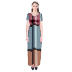 Shingle-roof-shingles-roofing-tile Short Sleeve Maxi Dress by Ket1n9