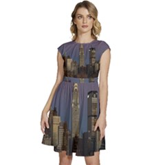 Skyline-city-manhattan-new-york Cap Sleeve High Waist Dress by Ket1n9