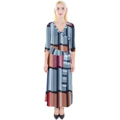 Shingle-roof-shingles-roofing-tile Quarter Sleeve Wrap Maxi Dress by Ket1n9