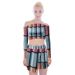 Shingle-roof-shingles-roofing-tile Off Shoulder Top With Mini Skirt Set by Ket1n9