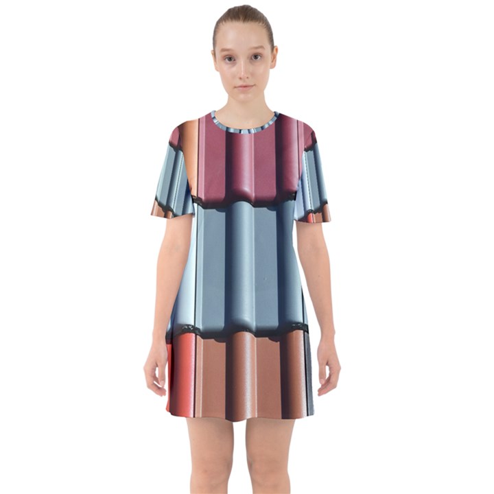 Shingle-roof-shingles-roofing-tile Sixties Short Sleeve Mini Dress