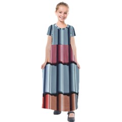 Shingle-roof-shingles-roofing-tile Kids  Short Sleeve Maxi Dress by Ket1n9