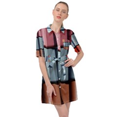 Shingle-roof-shingles-roofing-tile Belted Shirt Dress by Ket1n9