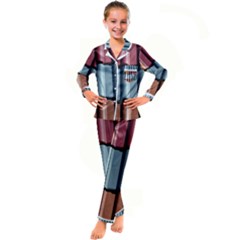 Shingle-roof-shingles-roofing-tile Kids  Satin Long Sleeve Pajamas Set by Ket1n9