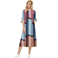 Shingle-roof-shingles-roofing-tile Bow Sleeve Chiffon Midi Dress by Ket1n9