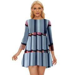 Shingle-roof-shingles-roofing-tile Long Sleeve Babydoll Dress by Ket1n9