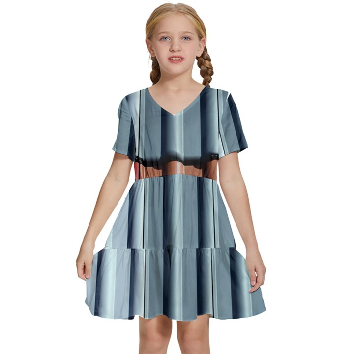 Shingle-roof-shingles-roofing-tile Kids  Short Sleeve Tiered Mini Dress