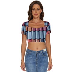 Shingle-roof-shingles-roofing-tile Short Sleeve Square Neckline Crop Top  by Ket1n9