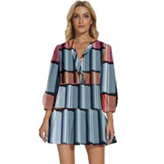 Shingle-roof-shingles-roofing-tile V-neck Placket Mini Dress by Ket1n9