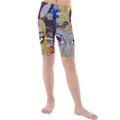 Graffiti-mural-street-art-painting Kids  Mid Length Swim Shorts by Ket1n9