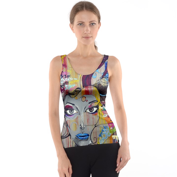 Graffiti-mural-street-art-painting Women s Basic Tank Top