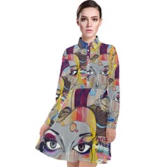 Graffiti-mural-street-art-painting Long Sleeve Chiffon Shirt Dress by Ket1n9