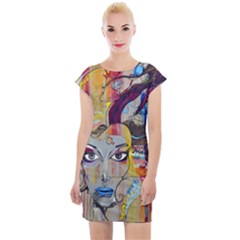 Graffiti-mural-street-art-painting Cap Sleeve Bodycon Dress by Ket1n9